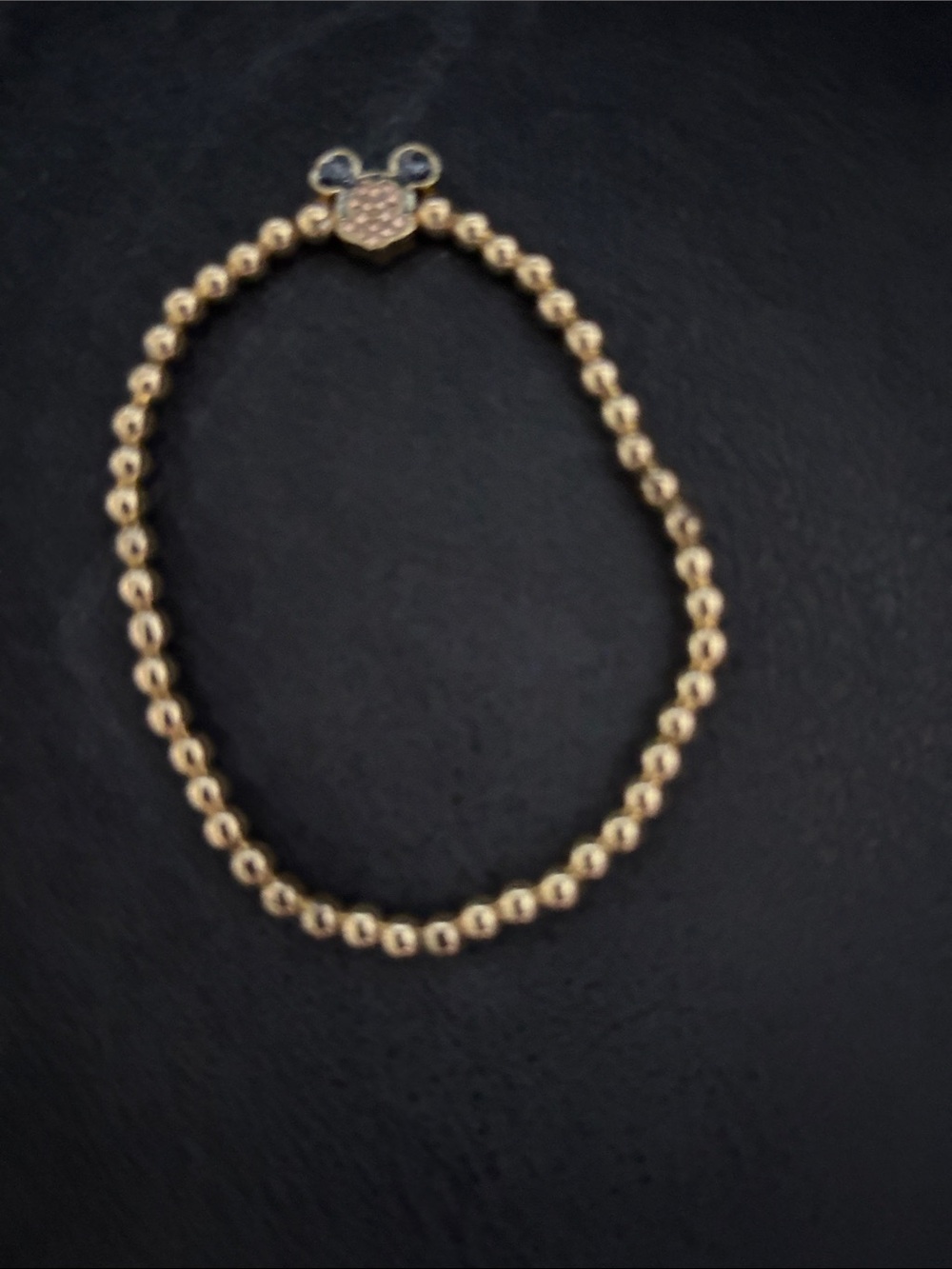 BaubleBar Gold Bead Bracelet with Pave Mouse Charm